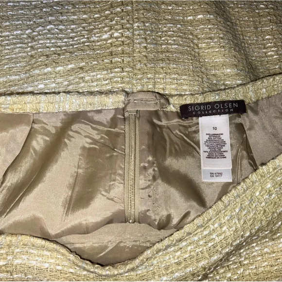 Sigrid Olsen, 10, yellow and white tweed, fully lined rear vent A-line skirt - Picture 5 of 7